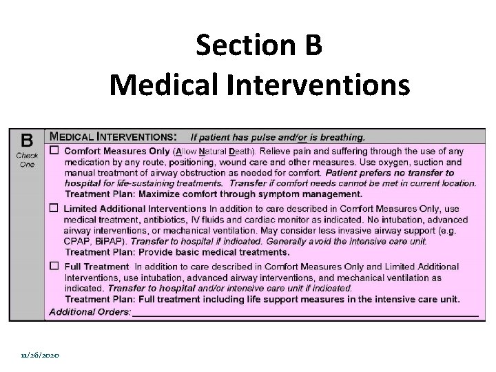  Section B Medical Interventions 11/26/2020 