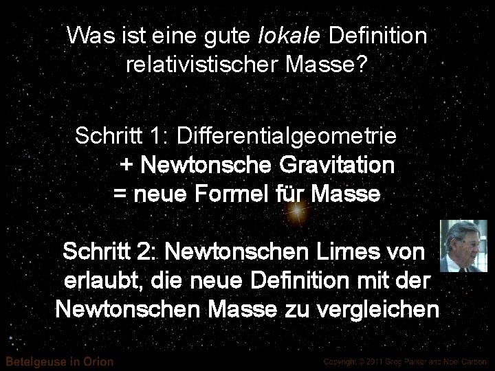 Was ist eine gute lokale Definition relativistischer Masse? Schritt 1: Differentialgeometrie + Newtonsche Gravitation