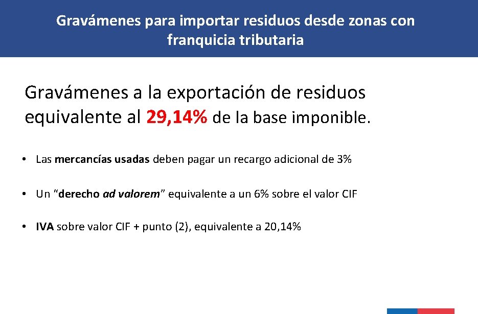 Gravámenes para importar residuos desde zonas con franquicia tributaria Gravámenes a la exportación de