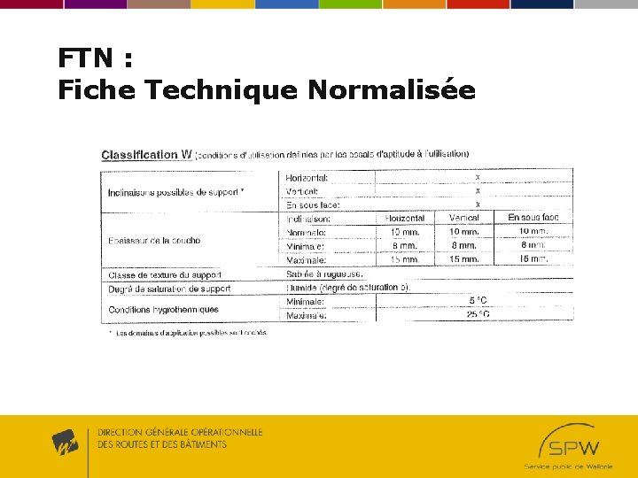 FTN : Fiche Technique Normalisée FTN : Fiche Technique Normalisée