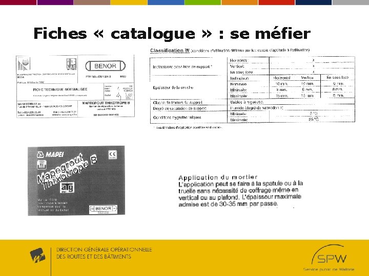 Fiches « catalogue » : se méfier Fiches « catalogue » : se méfier