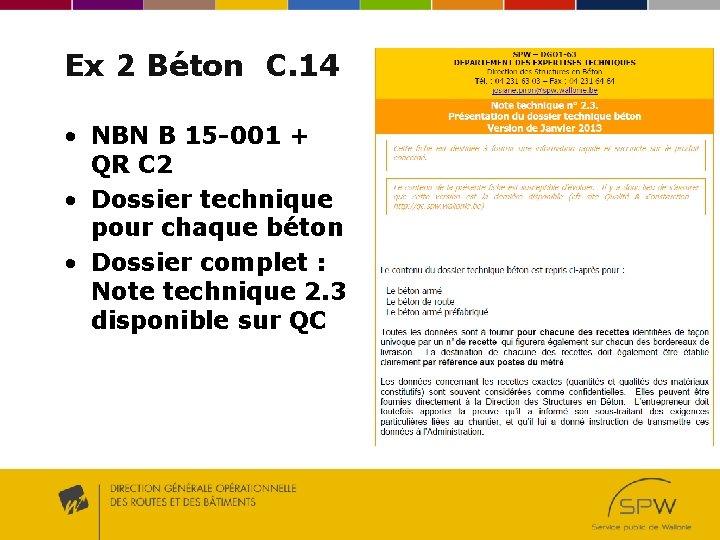 Ex 2 Béton C. 14 • NBN B 15 -001 + QR C 2 Ex 2 Béton C. 14 • NBN B 15 -001 + QR C 2