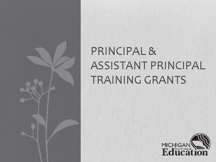 PRINCIPAL & ASSISTANT PRINCIPAL TRAINING GRANTS 