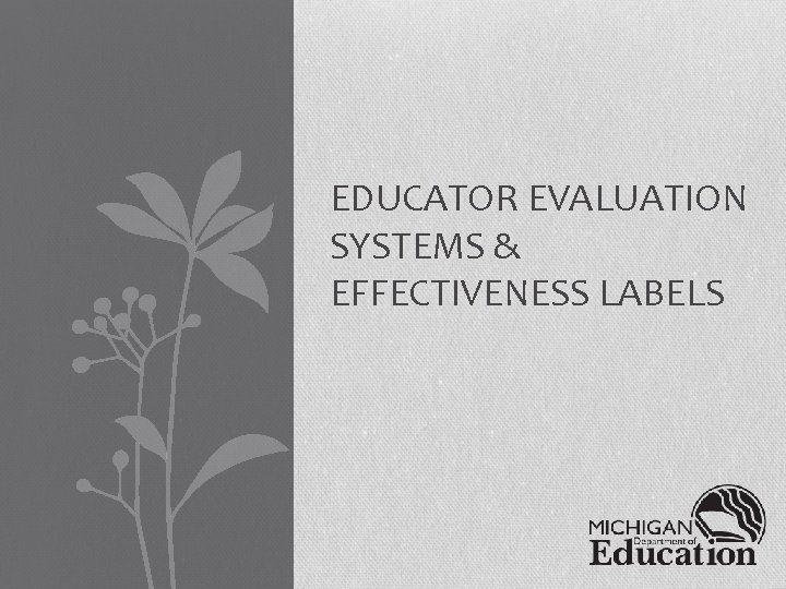 EDUCATOR EVALUATION SYSTEMS & EFFECTIVENESS LABELS 