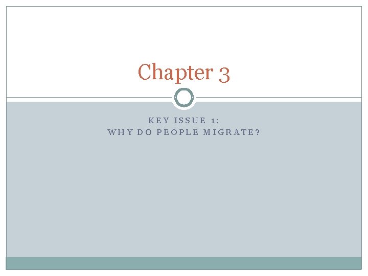 Chapter 3 KEY ISSUE 1: WHY DO PEOPLE MIGRATE? 