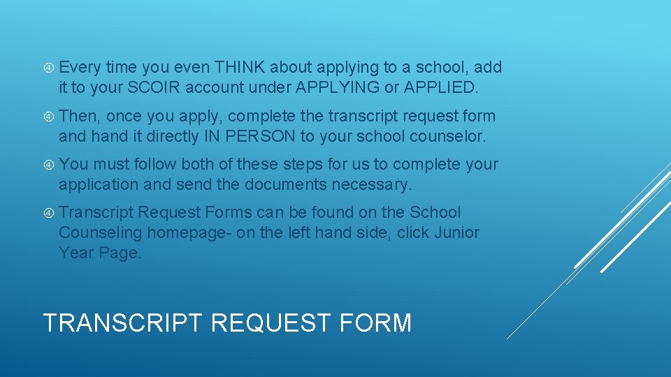  Every time you even THINK about applying to a school, add it to