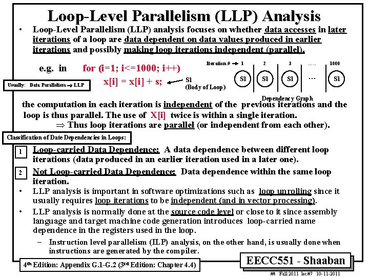 Loop Level Parallelism (LLP) Analysis • Loop Level Parallelism (LLP) analysis focuses on whether