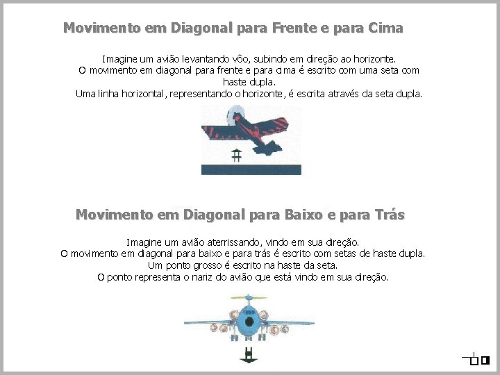 Movimento em Diagonal para Frente e para Cima Imagine um avião levantando vôo, subindo