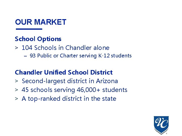 OUR MARKET School Options > 104 Schools in Chandler alone – 93 Public or OUR MARKET School Options > 104 Schools in Chandler alone – 93 Public or