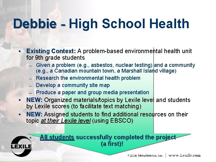 Debbie - High School Health § Existing Context: A problem-based environmental health unit for