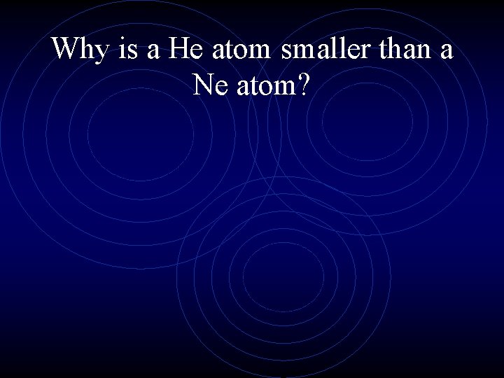 Why is a He atom smaller than a Ne atom? 