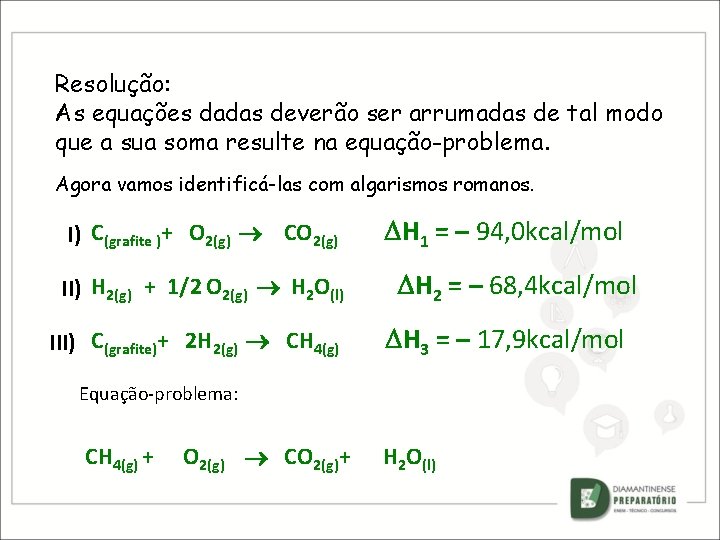 Resolução: As equações dadas deverão ser arrumadas de tal modo que a sua soma
