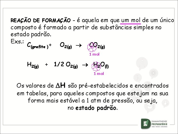 - é aquela em que um mol de um único composto é formado a