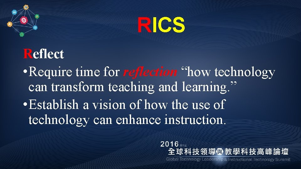 RICS Reflect • Require time for reflection “how technology can transform teaching and learning.