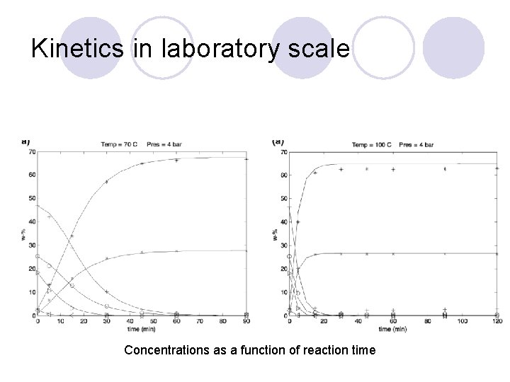 Kinetics in laboratory scale Concentrations as a function of reaction time 