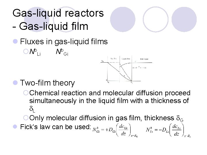 Gas-liquid reactors - Gas-liquid film l Fluxes in gas-liquid films ¡Nb. Li Nb. Gi
