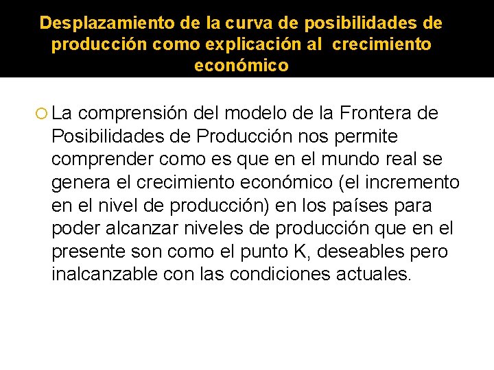 Desplazamiento de la curva de posibilidades de producción como explicación al crecimiento económico La