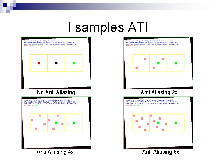 I samples ATI No Anti Aliasing 4 x Anti Aliasing 2 x Anti Aliasing