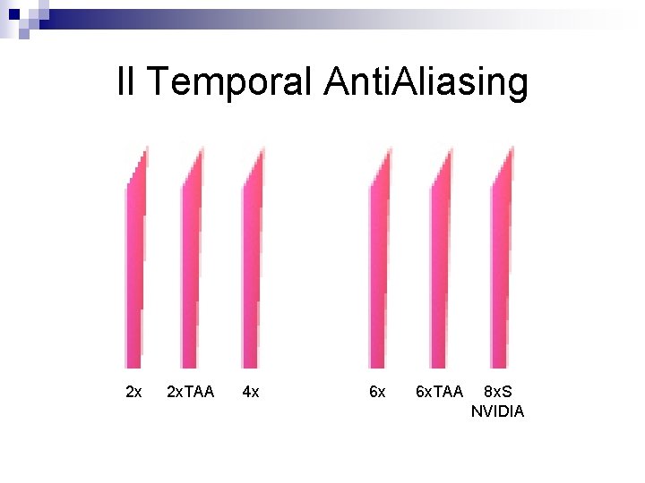 Il Temporal Anti. Aliasing 2 x 2 x. TAA 4 x 6 x 6