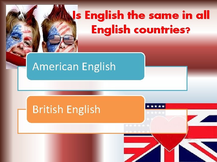 Is English the same in all English countries? American English British English 