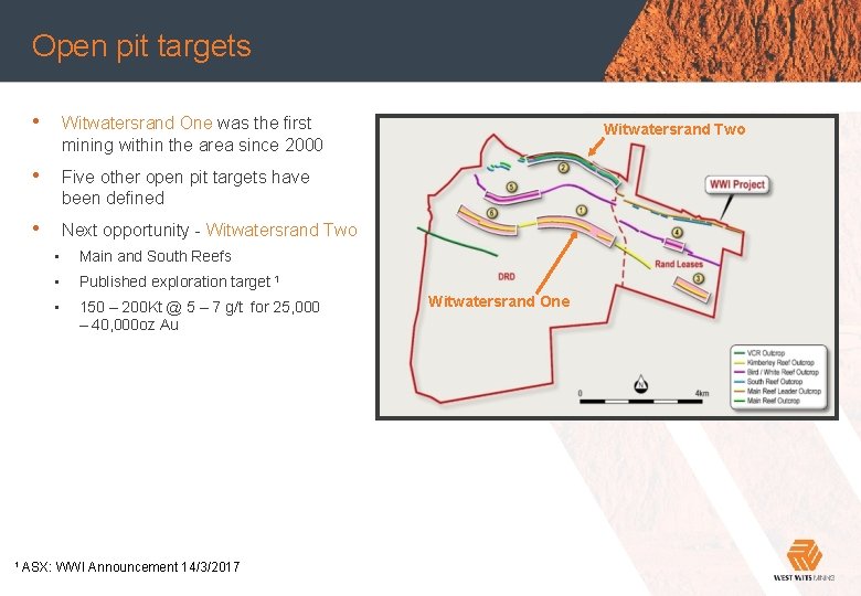 Open pitheading targets Main 1 • Witwatersrand One was the first mining within the