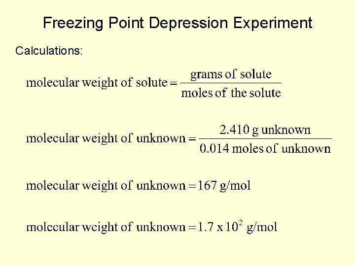 Freezing Point Depression Experiment Calculations: 