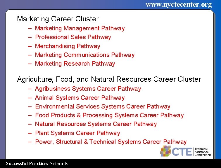 www. nyctecenter. org Marketing Career Cluster – – – Marketing Management Pathway Professional Sales