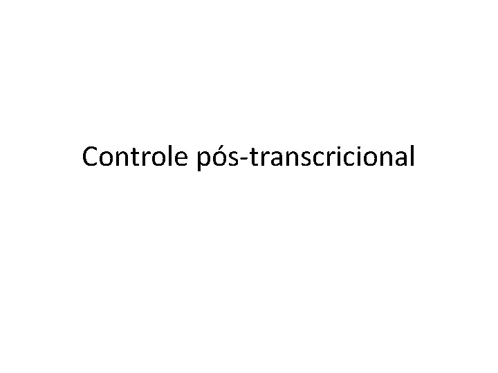 Controle pós-transcricional 