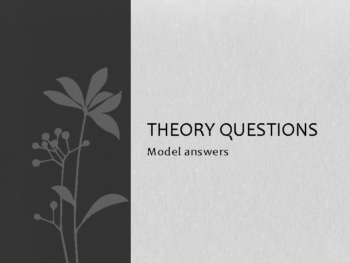 THEORY QUESTIONS Model answers 