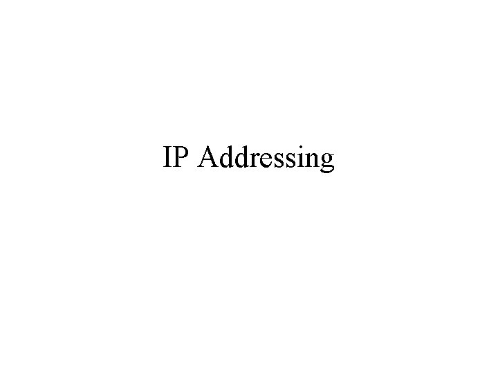 IP Addressing 
