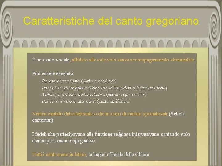 Caratteristiche del canto gregoriano 