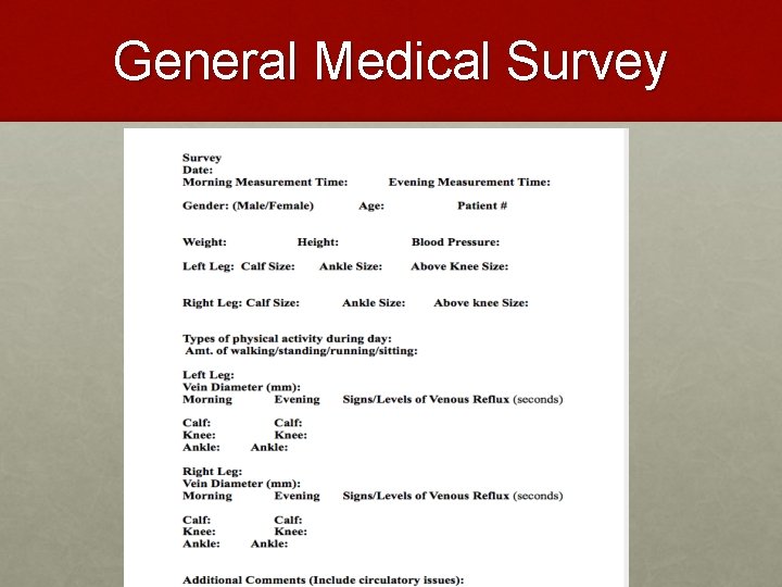General Medical Survey 