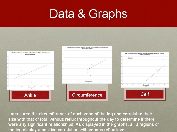 Data & Graphs Ankle Circumference Calf I measured the circumference of each zone of