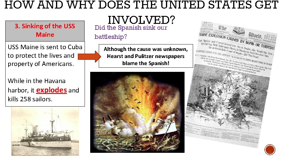 HOW AND WHY DOES THE UNITED STATES GET INVOLVED? 3. Sinking of the USS