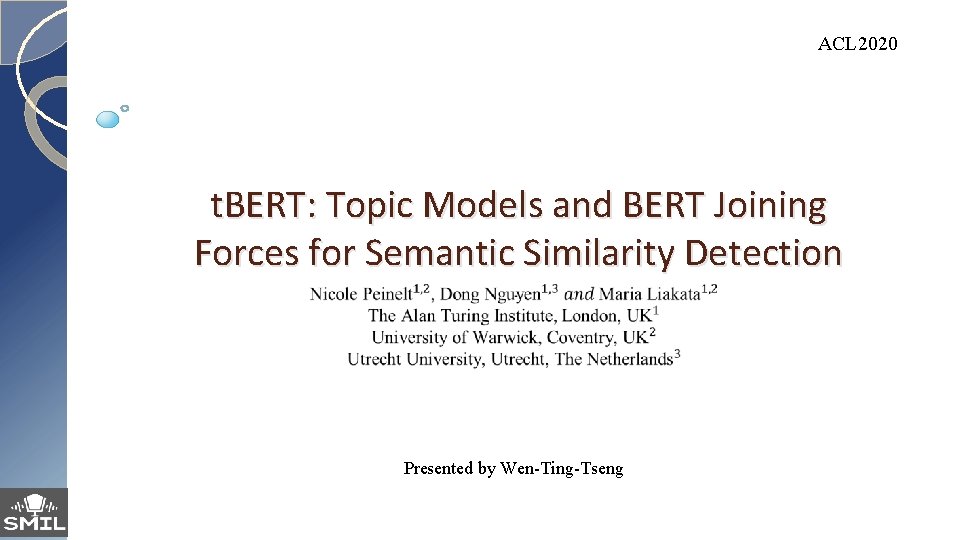 ACL 2020 t. BERT: Topic Models and BERT Joining Forces for Semantic Similarity Detection