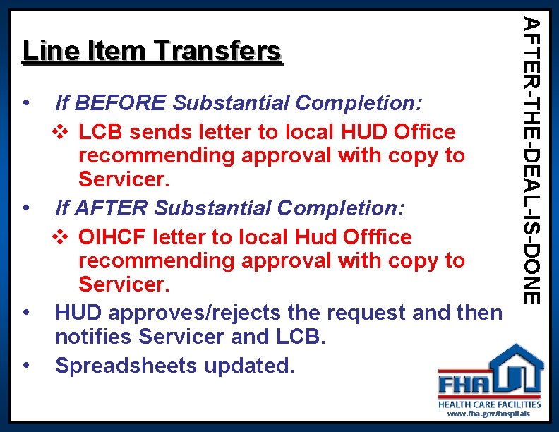 • If BEFORE Substantial Completion: v LCB sends letter to local HUD Office • If BEFORE Substantial Completion: v LCB sends letter to local HUD Office