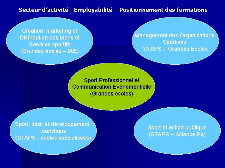  Secteur d’activité - Employabilité – Positionnement des formations Création, marketing et Distribution des