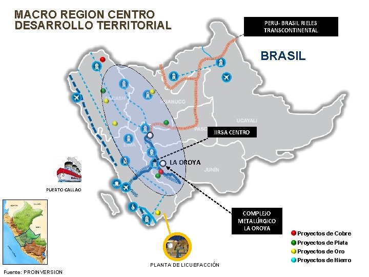 MACRO REGION CENTRO DESARROLLO TERRITORIAL PERU- BRASIL RIELES TRANSCONTINENTAL BRASIL IIRSA CENTRO LA OROYA