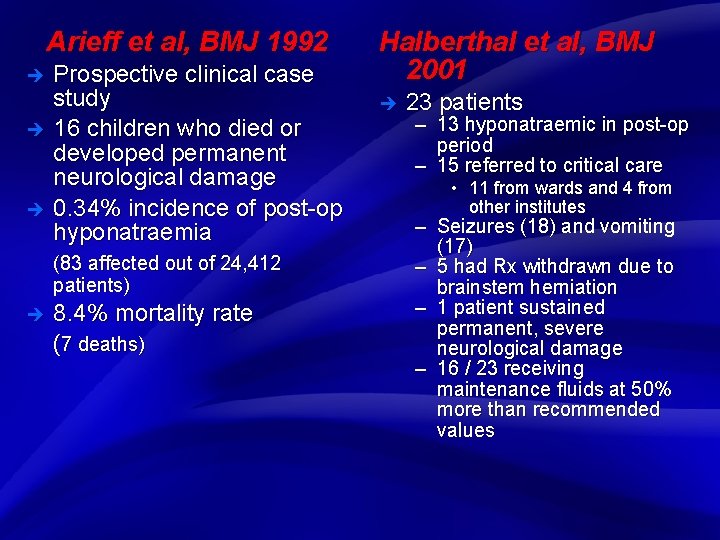 Slide 24 Arieff et al, BMJ 1992 è è è Prospective clinical case study