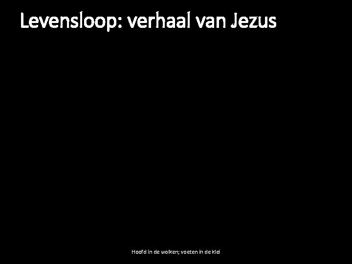 Levensloop: verhaal van Jezus Hoofd in de wolken; voeten in de klei 