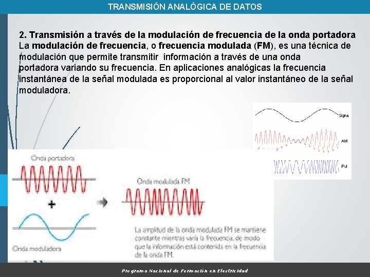 TRANSMISIÓN ANALÓGICA DE DATOS 2. Transmisión a través de la modulación de frecuencia de