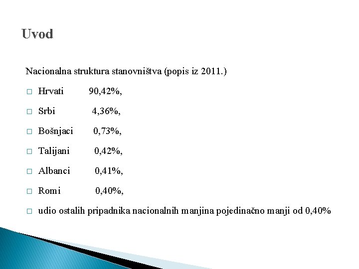 Uvod Nacionalna struktura stanovništva (popis iz 2011. ) � Hrvati 90, 42%, � Srbi