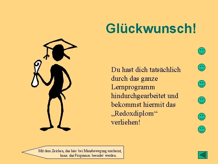 Glückwunsch! Du hast dich tatsächlich durch das ganze Lernprogramm hindurchgearbeitet und bekommst hiermit das