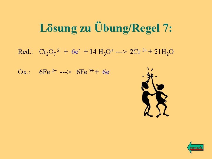 Lösung zu Übung/Regel 7: Red. : Cr 2 O 7 2 - + 6