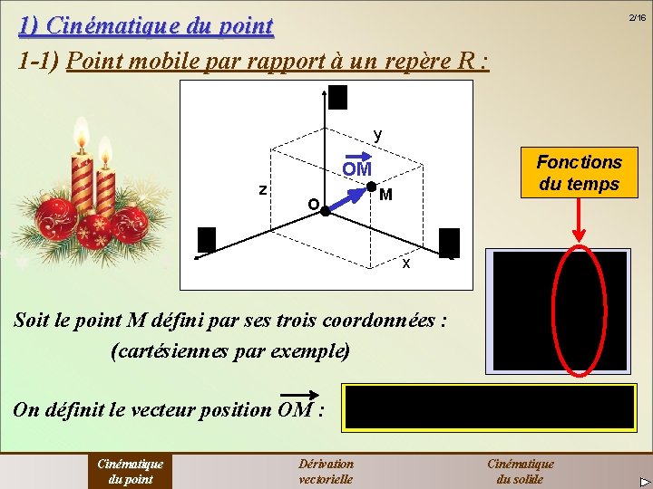 1) Cinématique du point 1 -1) Point mobile par rapport à un repère R