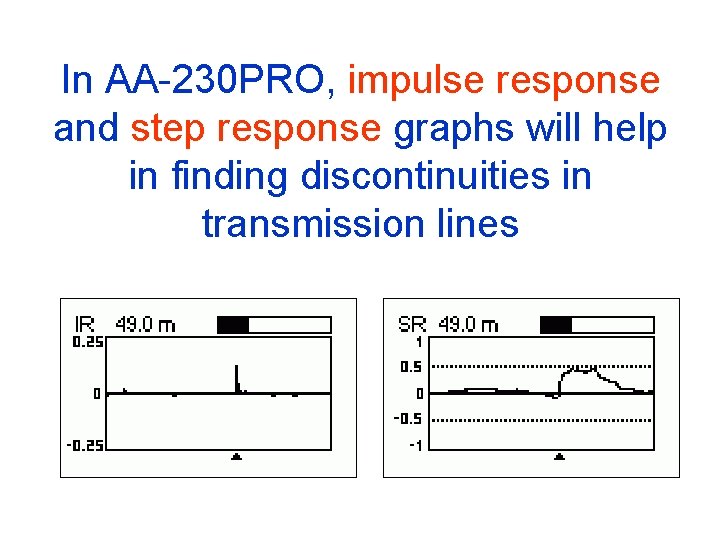 In AA-230 PRO, impulse response and step response graphs will help in finding discontinuities