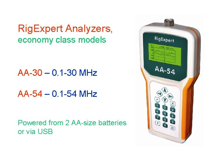 Rig. Expert Analyzers, economy class models AA-30 – 0. 1 -30 MHz AA-54 –