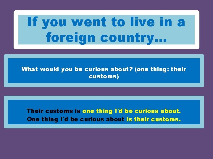 If you went to live in a foreign country… What would you be curious