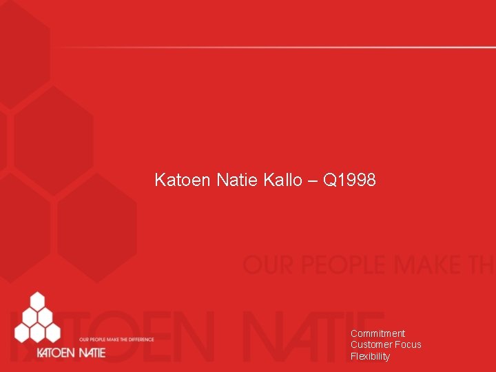 Katoen Natie Kallo – Q 1998 Commitment Customer Focus Flexibility 
