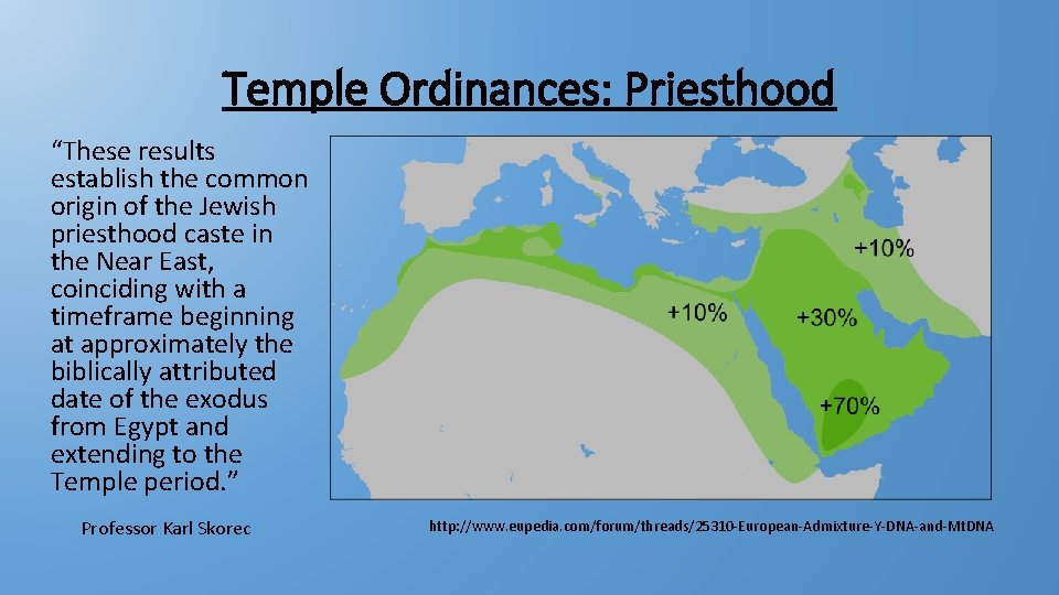 Temple Ordinances: Priesthood “These results establish the common origin of the Jewish priesthood caste